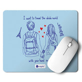 Travelling Love Digital Printed Blue Mouse Pad